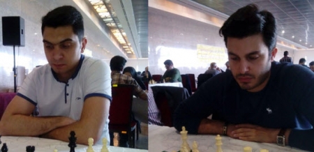 امین نصری و میلاد مظفر قهرمان مسابقات شطرنج کانون مهندسان تهران به مناسبت روز مهندس